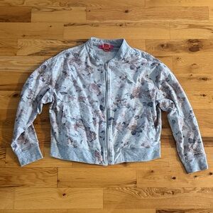 Catherine Malandrino Floral Bomber Jacket in Gray and Pink